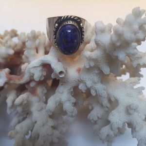 Lapis ring natural stone artisan size 8